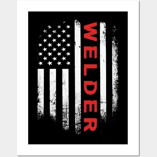 Patriot Welder Us Flag Wall Art by QUYNH SOCIU